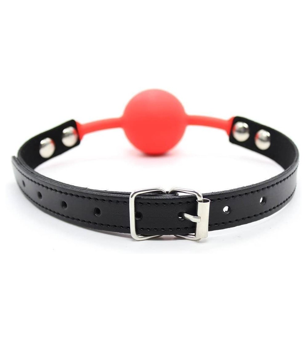 Gags & Muzzles Ball Gag Silicone Red by HappyNHealthy - Red-Without Nipple Clamp - C1125M0D21X $11.72