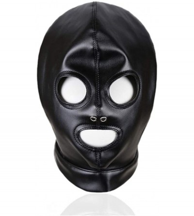 Restraints Adult Sex Toy Leather Costume Restraint Mask Hood Mouth Gag Headgear Harness Hood Fetish Bondage Head Mask - Black...