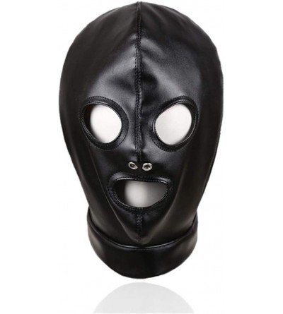 Restraints Adult Sex Toy Leather Costume Restraint Mask Hood Mouth Gag Headgear Harness Hood Fetish Bondage Head Mask - Black...