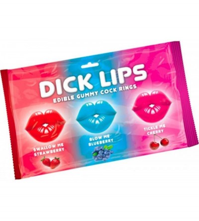 Novelties Dick Lips Edible Gummy Cock Rings- Strawberry/Blueberry & Cherry- 3.17 Ounce - CF12OCXW14V $20.52