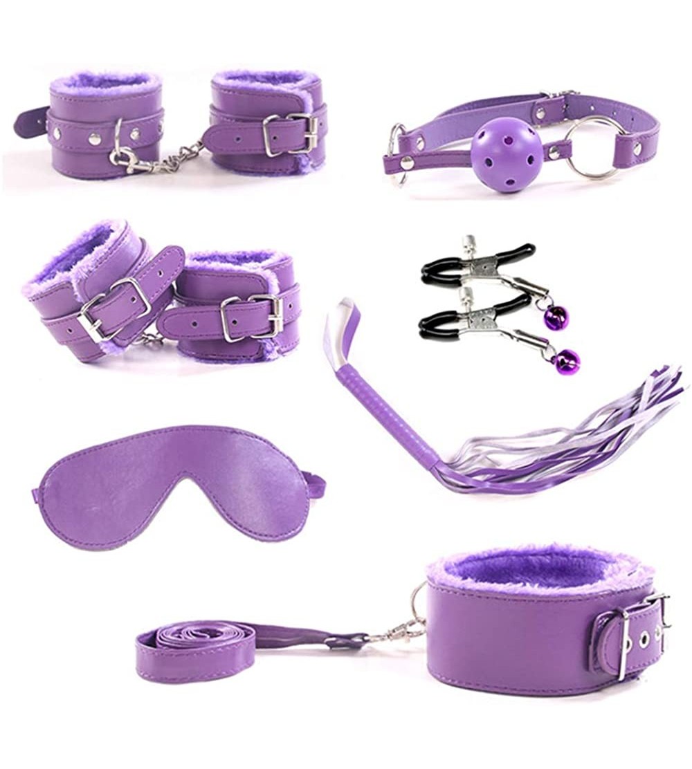 Restraints 7pc Leather clothes Accessory for Men Women - Purple - CH196OWQQKU $7.90