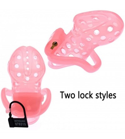 Chastity Devices Male Chastity Device 4 Rings Comfortable Cock Cage Penis Ring for Men - Pink - CQ18YDONI45 $18.60