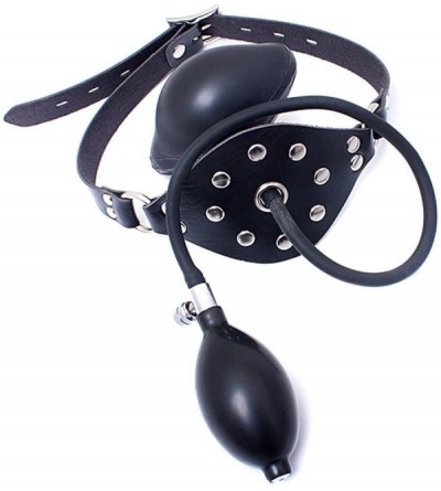 Gags & Muzzles Inflatable Mouth Gag Bound Masks - Studded Faux Leather Panel Gag Open Mouth Plug Head Harness Restraints Kit ...