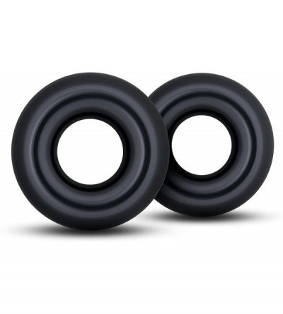 Penis Rings Stay Hard - Oversized Authentic Donut Rings - Super Stretchy Cockrings Male Enhancement 2 Pack - Black - CJ11MGUF...