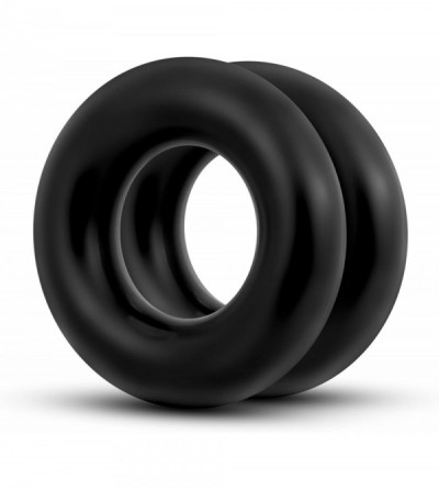 Penis Rings Stay Hard - Oversized Authentic Donut Rings - Super Stretchy Cockrings Male Enhancement 2 Pack - Black - CJ11MGUF...