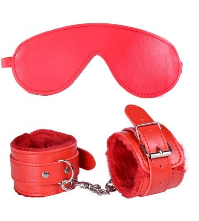 Blindfolds Blindfold and Handcuffs- Velvet Leather Adjustable Bondage Wrist Cuffs with Eye Mask- Sex Restraint Adult Toy for ...