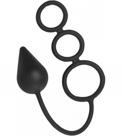 Anal Sex Toys Triple Threat Silicone Tri Cock Ring with Anal Plug - CW11V0JKM5P $34.50
