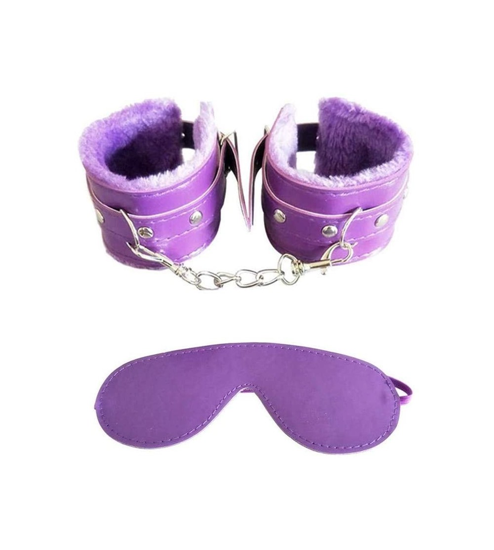 Restraints Blindfold and Handcuffs- Velvet Leather Adjustable Bondage Wrist Cuffs with Eye Mask- Sex Restraint Adult Toy for ...