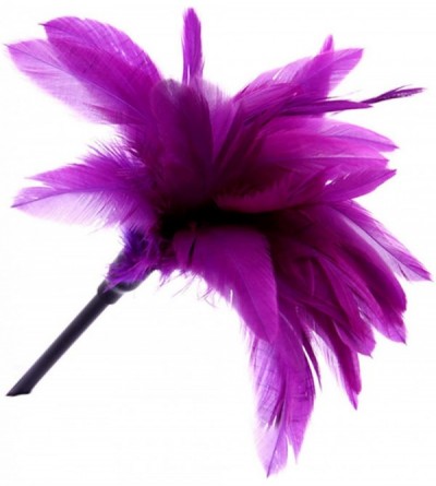 Paddles, Whips & Ticklers Fetish Feathers Teasing Leather Pole Feather Toy - Purple - CP18XX42Q3X $35.79