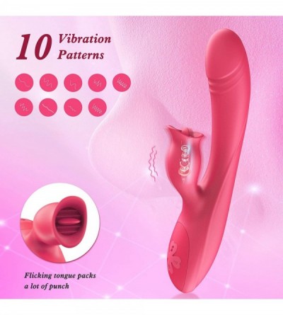 Vibrators Pulsating Tongue Vibrator Silicone Clit Stimulator for Tongue Licking Pleasure 7 Pulsations 10 Vibrations- Waterpro...