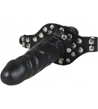 Gags & Muzzles Double-Cock Lockable Realistic Penis Gag- Mouth Gag with Adjustable Leather Strap- SM Dildo Gag(Long & Short) ...