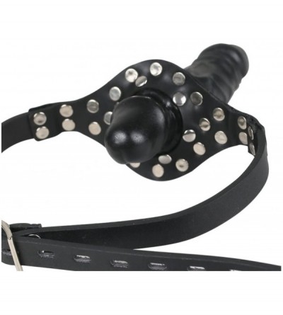 Gags & Muzzles Double-Cock Lockable Realistic Penis Gag- Mouth Gag with Adjustable Leather Strap- SM Dildo Gag(Long & Short) ...