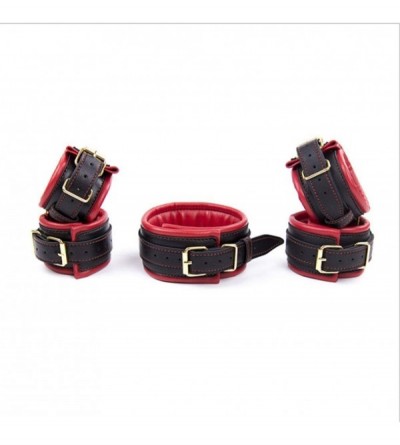 Restraints PU Leather B+D+S-M Wrist Neck Hand and Legs C-ǖ`f`f-s Bo`ndà-gé Role Play Toys (Red) - Red - CY18WIMHX94 $60.19