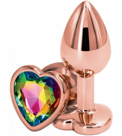 Anal Sex Toys Rear Assets Anal Butt Plug - Rose Gold- Small - Heart-Shaped (Rainbow Jewel) - Rainbow Jewel - CD195DZEQQO $32.06
