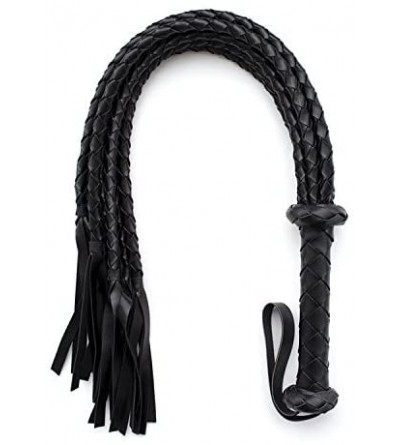 Paddles, Whips & Ticklers BullWhip Leather Braided Tails Extra Long Handle Wrapped in Leather Bull Whips - CZ12O4M273J $8.18