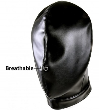 Restraints All-inclusive Leather Head Hood Adult Restraints Hood Mask Nose Holes Breathable Bondage Mask For Unisex SM Flirti...