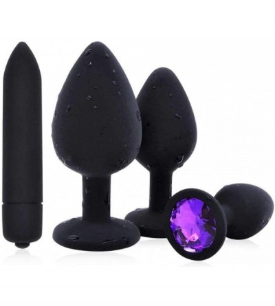 Anal Sex Toys 4Pcs/Set Soft Medical Silicone Trainer Kit ànâ.les Plù-.gs Beginner Set for Women and Men (Black4) - Black4 - C...