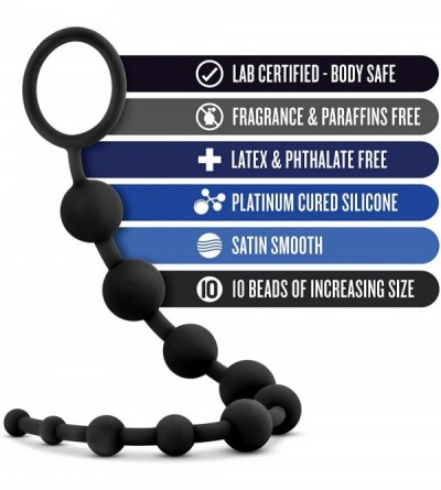 Anal Sex Toys Silky Smooth Beginner Silicone Anal Beads 12.5" Length with Pull Handle - CZ180OCSA6X $9.14