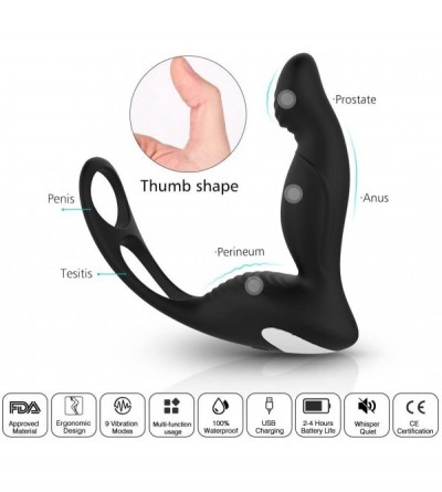 Penis Rings Voluptech Male Prostate Luxury Massager with Cock Ring and Ball Loop Rechargeable Compact Waterproof and Cordless...