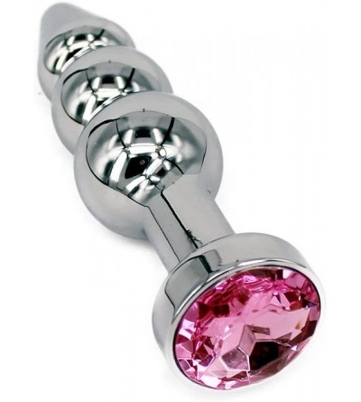 Anal Sex Toys Metal Anal Trainer Butt Plug for Beginners- 3 Beads Anal Sex Toy- Pink - CA186QRA05C $10.28