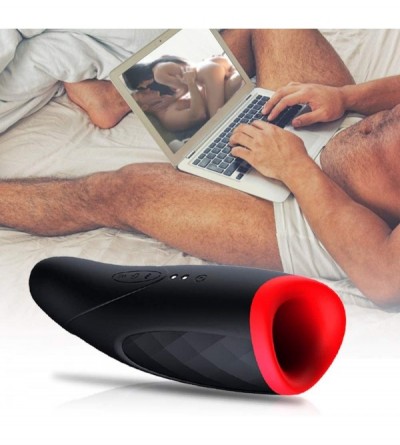 Male Masturbators Man Cup Masturbator Smart Heating Electric Blow-Job Deep Throat Sucking Oral Cup Vibrating USB Rechargeable...
