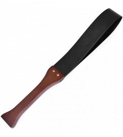 Paddles, Whips & Ticklers BDSM Leather Spanking Paddle with Anti-Slip Wooden Handle Couple Flirting Sexual Abuse Sex Toys - C...
