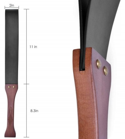 Paddles, Whips & Ticklers BDSM Leather Spanking Paddle with Anti-Slip Wooden Handle Couple Flirting Sexual Abuse Sex Toys - C...