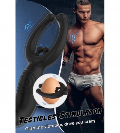 Vibrators Stroking Prostate Massager with Testicles Stimulator- Silicone Rechargeable Anal Vibrator with Finger Motion 9 Vibr...