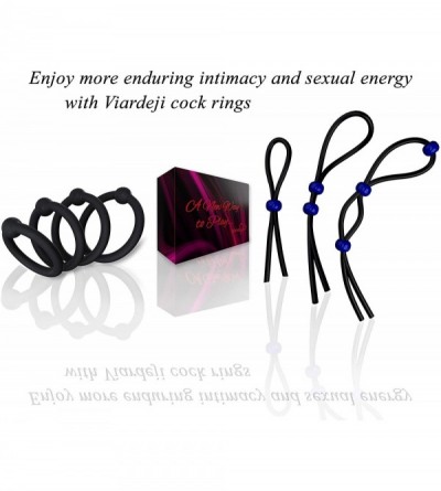 Penis Rings Cock Ring Sex Toys - 4 Penis Ring w. Clit Stimulating Ball & 3 Adjustable Ties for Stronger Erection Bigger Size ...