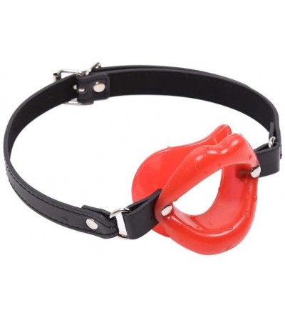 Gags & Muzzles Red Leather Rubber Lips O Ring - CA194K6L2HW $10.79