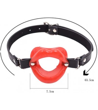 Gags & Muzzles Red Leather Rubber Lips O Ring - CA194K6L2HW $10.79