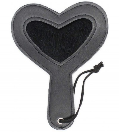 Paddles, Whips & Ticklers Handmade Leather Heart Shaped Spanking Spanking Stage Props Play - black - CJ1966MHCCU $40.86