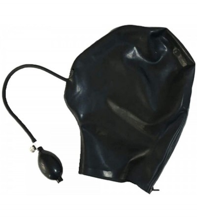 Gags & Muzzles Full Covered Latex Hood with Inflatable Gag Aerate Mouth Plug Rubber Club Mask - CT198R37U8Y $27.42