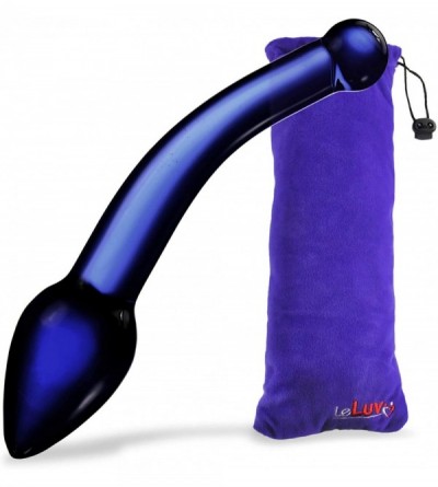 Dildos Large Glass Prostate Massager Cobalt Anal Wand G-Spot Toy Bundle with Premium Padded Pouch - Cobalt - CA11F6QYGIR $45.57