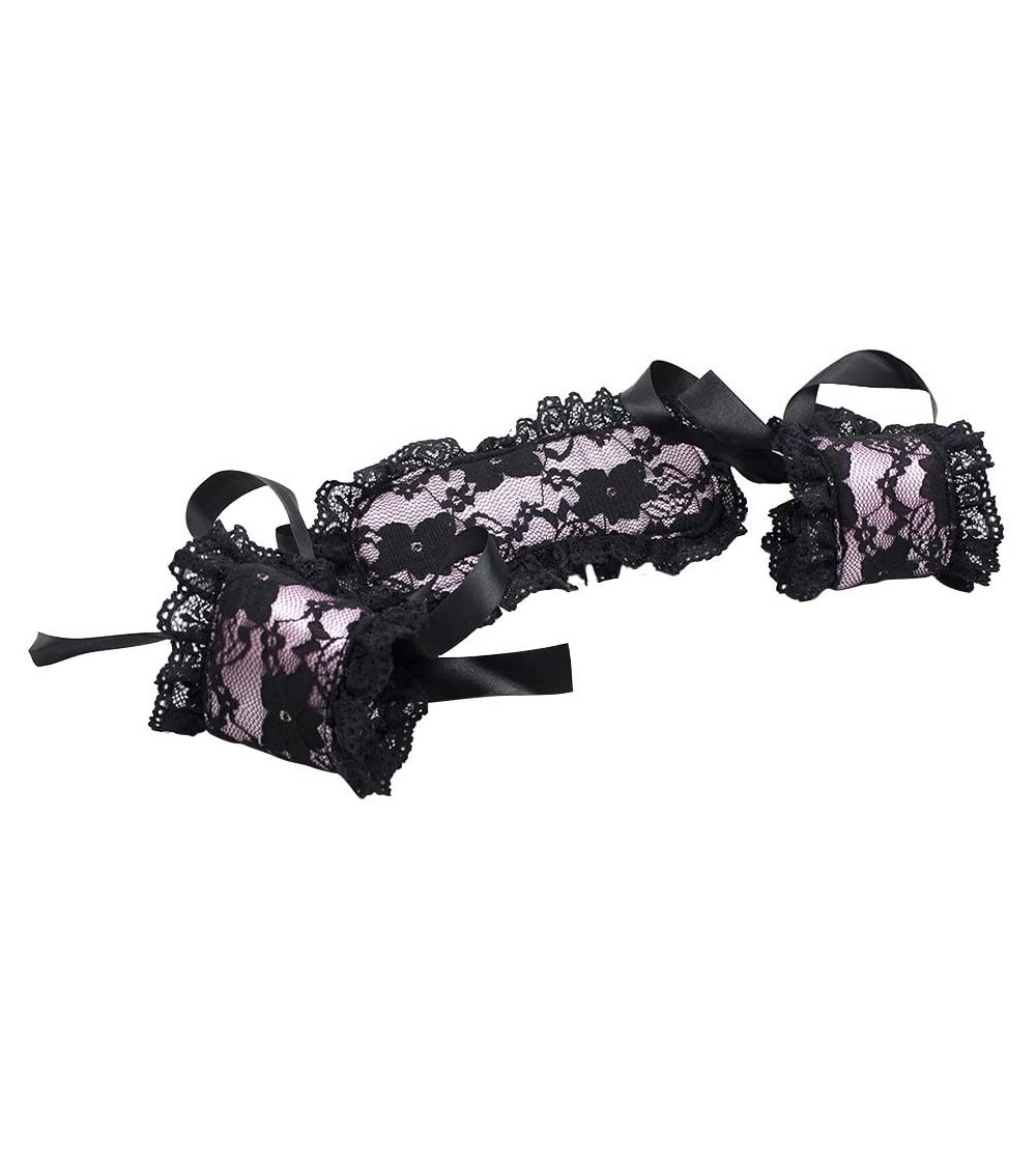 Blindfolds Adults Costume for Flirting Lace Blindfold and Handcuffs Set Party Role Play (Pink) - As Shown - CY18DRY7E9D $8.41