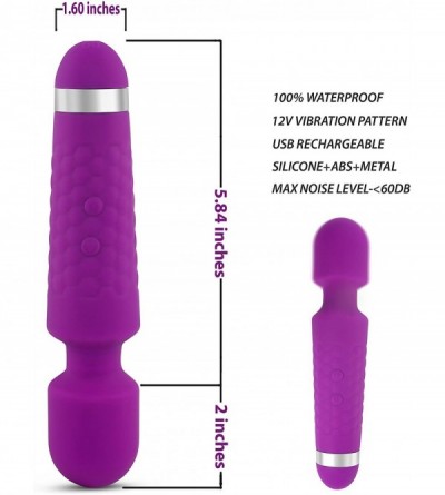 Vibrators Silicone USB Rechargeable 12 Speed Vibrating Wand Personal Massager Vibrator Unisex - Purple - CE12O5L7156 $11.75
