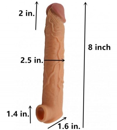 Pumps & Enlargers 8 in. Skin Silicone penile Condom Lifelike Fantasy Sex Male Chastity Toys Lengthen Cock Sleeves Dick Reusab...