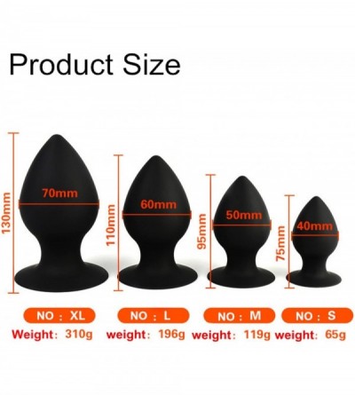 Anal Sex Toys Silica Gel Fetish Plug Anal Butt Personal Massager-4 Size Black (L) - CY18E8W4YL8 $8.72