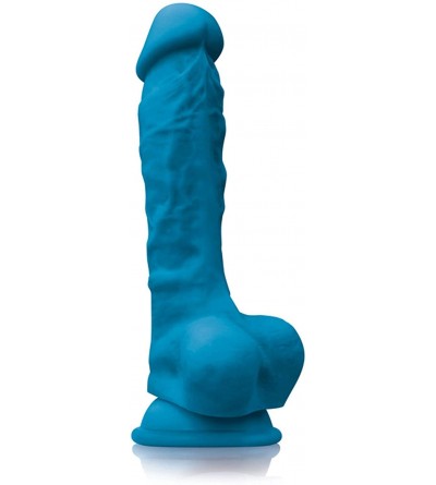 Dildos Colours Pleasures Dong 7" Non-Vibrating Silicone Suction-Cup (Blue) - Blue - C9193K7S47R $30.36