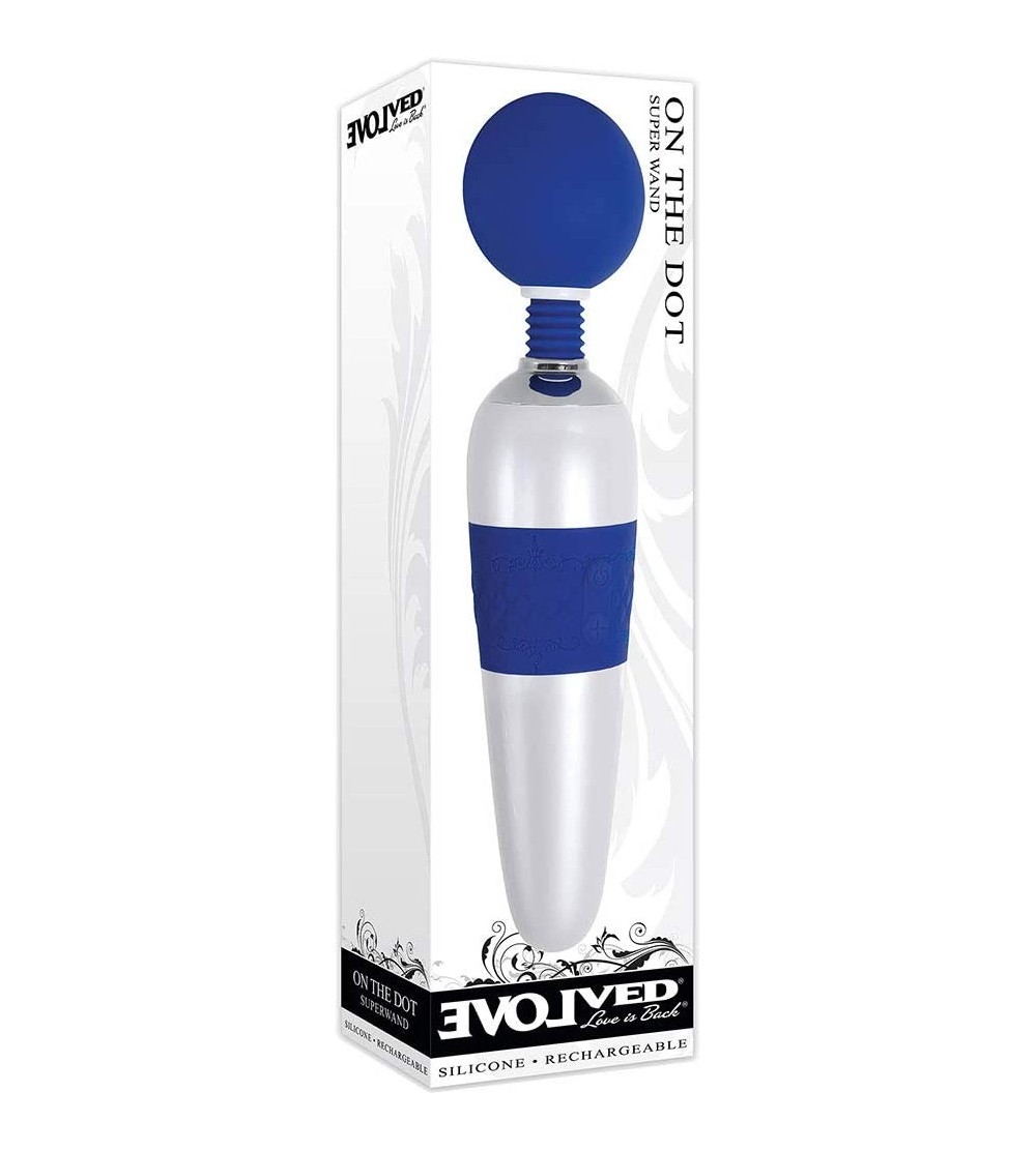 Vibrators Novelties On The Dot USB Rechargeable Silicone Super Wand- 11.25 Inch- Blue - CF18NMAIKG5 $43.88