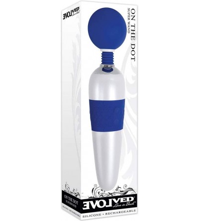 Vibrators Novelties On The Dot USB Rechargeable Silicone Super Wand- 11.25 Inch- Blue - CF18NMAIKG5 $43.88