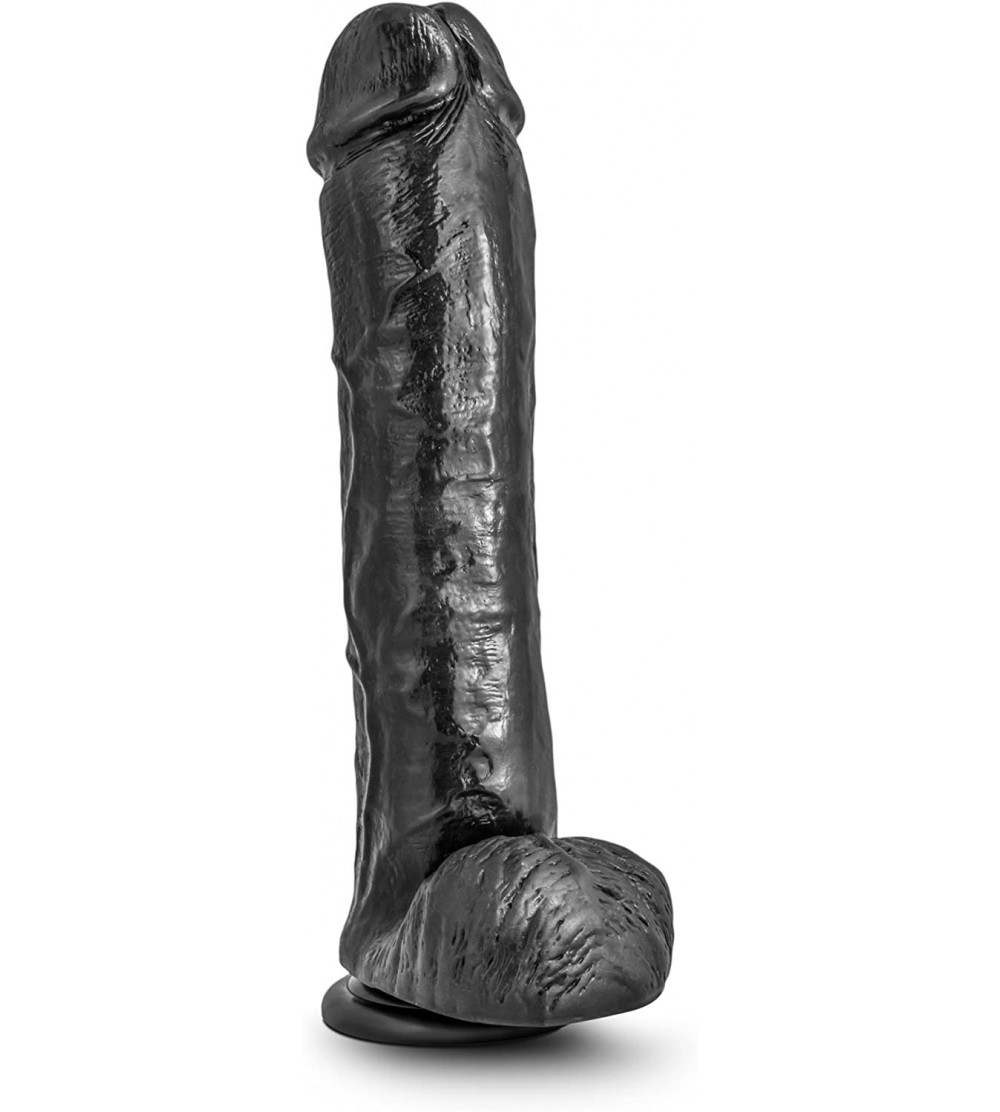 Dildos 11" Long Realistic Feel Thick Big Penis Cock Dildo Dong with Balls Suction Cup Harness Compatible Sex Toy - Black - CB...