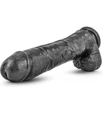 Dildos 11" Long Realistic Feel Thick Big Penis Cock Dildo Dong with Balls Suction Cup Harness Compatible Sex Toy - Black - CB...