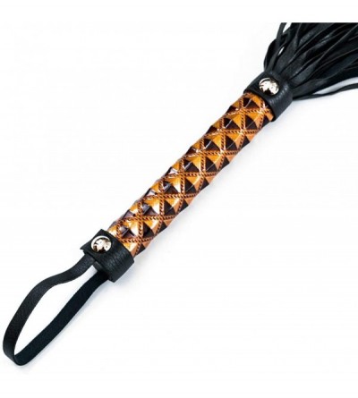 Paddles, Whips & Ticklers Faux Leather Short Riding Whip with Diamond Pattern Handle - CL18QAYN3O6 $8.07