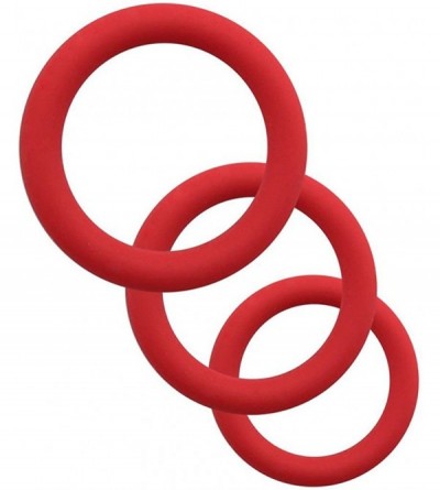 Penis Rings Silicone O Ring 3 Different Size Flexible Rings - Red - CC18X0MH3TC $22.26