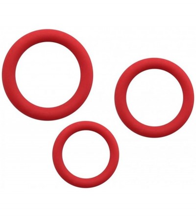 Penis Rings Silicone O Ring 3 Different Size Flexible Rings - Red - CC18X0MH3TC $7.72