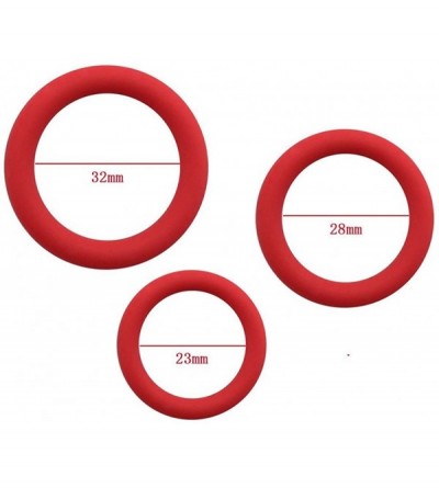 Penis Rings Silicone O Ring 3 Different Size Flexible Rings - Red - CC18X0MH3TC $7.72