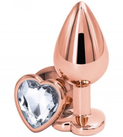 Anal Sex Toys Rear Assets Anal Butt Plug - Rose Gold - Medium - Heart-Shaped (Clear Jewel) - Clear Jewel - CR1992AGN2N $29.57