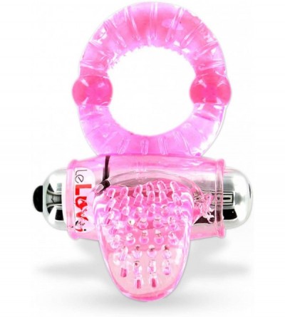 Penis Rings Penis Ring Tongue Tickler Clitoris Stimulator with Vibrating Bullet - Pink - C411GB99W9L $7.01