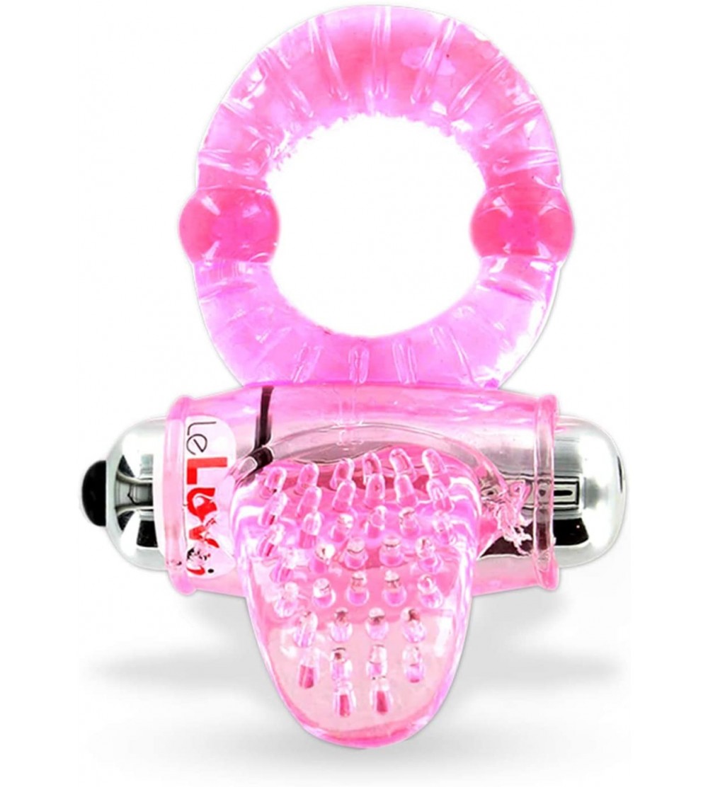 Penis Rings Penis Ring Tongue Tickler Clitoris Stimulator with Vibrating Bullet - Pink - C411GB99W9L $7.01
